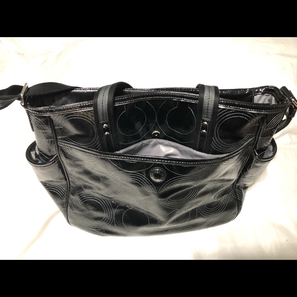 Coach patent leather diaper bag